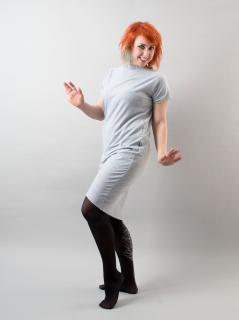 Šaty MUSE krátký rukáv šedý melír L-XL