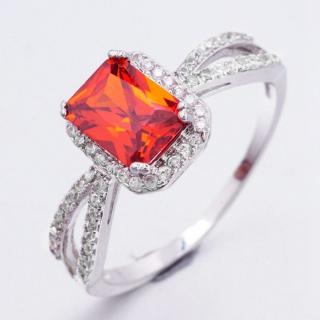 003 Luxusní prsten - kubický zirkon - červený