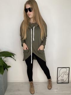 Dámská mikina asymetrická khaki UNI