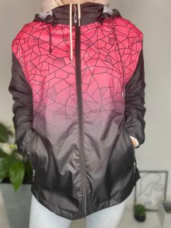 Dámská šusťáková bunda pro plnoštíhlé černá/růžová vel.XL