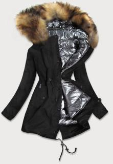 Dámská zimní bunda černá/stříbrná 2v1 L