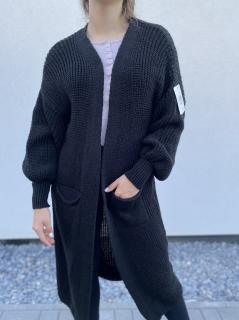 Dámský dlouhý svetr - cardigan černý