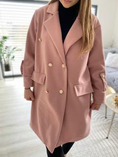 Dámský kabát pro plnoštíhlé růžový