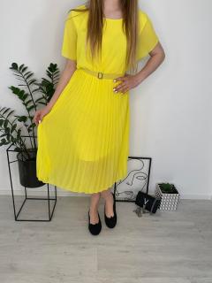 Elegantní šaty plisované žluté UNI