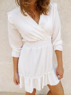 Elegantní šaty s kanýrky bílé