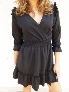 Elegantní šaty s kanýrky černé