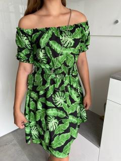 Letní květinkové šaty s kabelkou UNI zelené