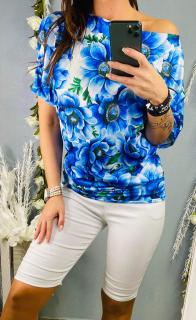 Luxusní halenka - tunika Flowers blue