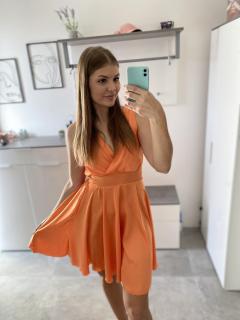 Saténové šaty UNI vel. oranžové