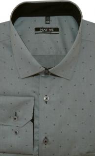 Nadměrná košile Native (šedá) s dlouhým rukávem, vel. 47/48 - N235/323 (Pánská košile Native šedá s potiskem - nadměrná)