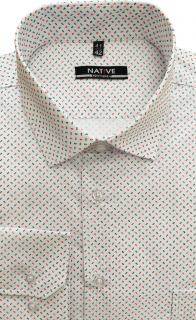 Nadměrná pánská košile (bílá s potiskem), vel. 49/50 - N215/317 (Nadměrná pánská košile Native s dlouhým rukávem - velikost 4XL - 49/50)