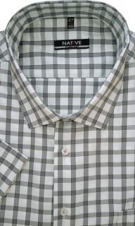 Nadměrná pánská košile (káro) s krátkým rukávem, vel. 47/48 - N230/327 (Nadměrná pánská košile - šedé káro)