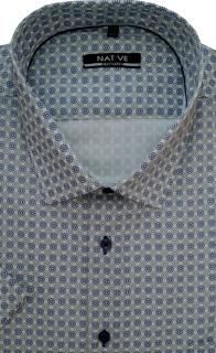 Nadměrná pánská košile s krátkým rukávem, vel. 47/48 - N230/322 (Nadměrná pánská košile - šedo-modrý vzor (potisk))