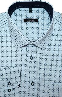 Pánská košile (bílá, potisk) s dlouhým rukávem, vel. 41/42 - N175/357 (Pánská košile - bílá s modrým potiskem)