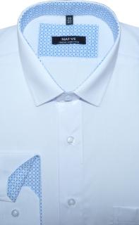 Pánská košile (bílá) s dlouhým rukávem, vel. 39/40 - N175/213 (Pánská košile - bílá s kontrastními prvky)