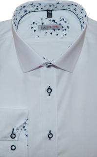 Pánská košile (bílá) s dlouhým rukávem, vel. 41/42 - N175/406 (Košile - bílá se siluetami ptáků)