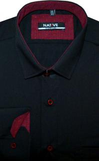 Pánská košile (černá) s dlouhým rukávem, vel. 39/40 - N185/212 (Pánská košile černá s kontrastními doplňky)