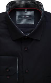 Pánská košile (černá) s dlouhým rukávem, vel. 39/40 - N215/321 (Černá košile s kontrastními prvky)