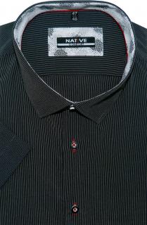 Pánská košile (černá) s krátkým rukávem, vel. 43/44 - N200/409 (Pánská košile s proužkem Native s krátkým rukávem - velikost XL - 43/44)