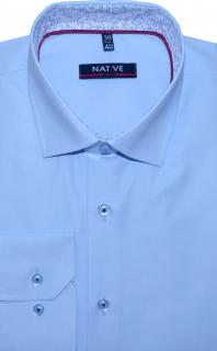 Pánská košile (modrá) s dlouhým rukávem, slim, vel. 39/40 - N205/816 (Pánská světle modrá košile vypasovaná s dlouhým rukávem - velikost M - 39/40)