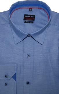 Pánská košile (modrá) s dlouhým rukávem, vel. 39/40 - N175/008 (Košile - modrá barva s vytkávaným vzorkem)