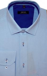 Pánská košile (modrá) s dlouhým rukávem, vel. 39/40 - N175/345 (Košile - modrá s bílým potiskem)