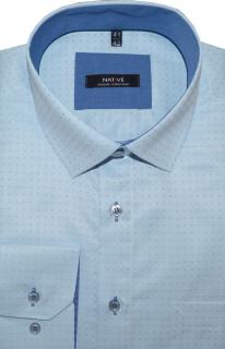 Pánská košile (modrá) s dlouhým rukávem, vel. 39/40 - N175/373 (Košile - modrá s vytkávaným vzorkem)