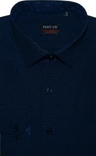 Pánská košile (modrá) s dlouhým rukávem, vel. 39/40 - N185/102 (Pánská košile černá s modrým potiskem)