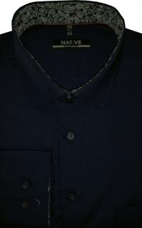 Pánská košile (modrá) s dlouhým rukávem, vel. 39/40 - N215/320 (Tmavě modrá košile s kontrastními prvky)