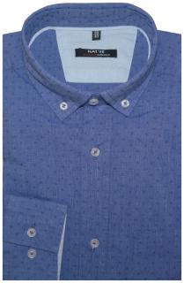 Pánská košile (modrá) s dlouhým rukávem, vel. 41/42 - N165/117 (Modrá vzorovaná košile)