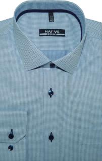 Pánská košile (modrá) s dlouhým rukávem, vel. 43/44 - N185/455 (Pánská košile s modrým vytkávaným vzorem)
