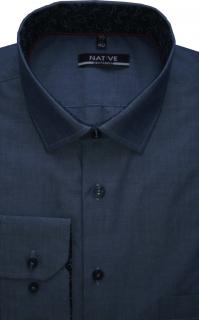 Pánská košile (modrá) s dlouhým rukávem, vel. 43/44 - N215/318 (Modrá košile s kontrastními doplňky (100% bavlna))