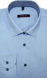 Pánská košile (modrá) s dlouhým rukávem, vypasovaná, vel. 43/44 - N185/817 (Modrá pánská košile, vypasovaná)