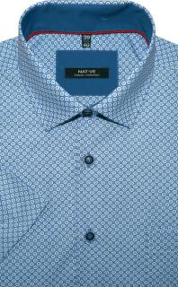 Pánská košile (modrá) s krátkým rukávem, vel. 39/40 - Native N180/304 (Košile Native s modrým potiskem - kráký rukáv)