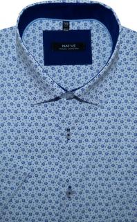 Pánská košile (modrá) s krátkým rukávem, vel. 39/40 - Native N180/306 (Košile Native s modrým potiskem - kráký rukáv)
