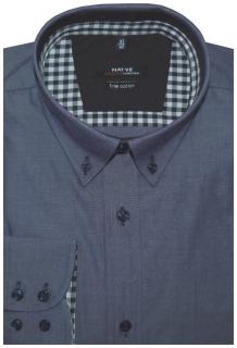 Pánská košile (modrošedá) s dlouhým rukávem, vypasovaná, 37/38 - N165/147 (Modrošedá pánská košile s dlouhým rukávem)
