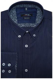 Pánská košile (modrý proužek) s dlouhým rukávem, vypasovaná, 37/38 - N165/149 (Proužkovaná pánská košile)