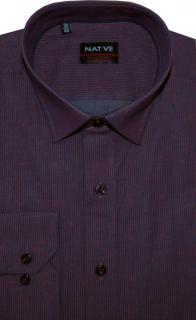 Pánská košile (proužek) s dlouhým rukávem, vypasovaná, vel. 41/42 - N185/601 (Pánská košile modrá s červeným proužkem, vypasovaná)
