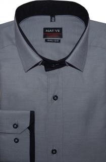 Pánská košile (šedá) s dlouhým rukávem, vel. 39/40 - N175/001 (Pánská košile s dvojitým límcem)