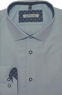 Pánská košile (šedá) s dlouhým rukávem, vel. 39/40 - N175/403 (Šedá košile s vytkávaným vzorkem)