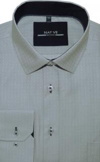 Pánská košile (šedá) s dlouhým rukávem, vel. 41/42 - N185/323 (Šedá košile s vytkávaným vzorkem)