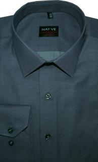 Pánská košile (šedá) s dlouhým rukávem, vypasovaná, vel. 41/42 - N952/016 (Šedá společenská košile Native - slim fit)