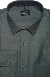 Pánská košile (šedá) s dlouhým rukávem, vypasovaná, vel. 41/42 - N952/027 (Šedá společenská košile Native - slim fit)