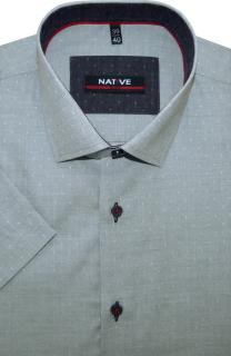 Pánská košile (šedá) s krátkým rukávem, slim, vel. 39/40 - Native N190/904 (Košile Native s krákým rukávem - vypasovaná)