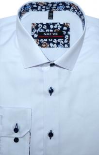 Pánská košile slim (bílá) s dlouhým rukávem, vel. 37/38 - N195/915 (Vypasovaná (slim fit) košile Native s dlouhým rukávem, velikost S - 37/38)