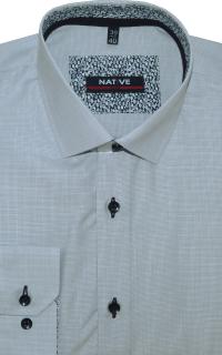 Pánská košile slim (šedá) s dlouhým rukávem, vel. 37/38 - N195/912 (Vypasovaná (slim fit) košile s dlouhým rukávem , velikost S - 37/38)