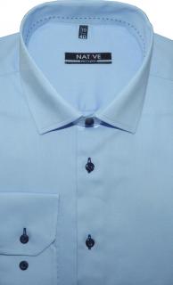 Pánská košile (světle modrá) s dlouhým rukávem, vel. 39/40 - N185/311 (Světle modrá pánská košile s tmavými knoflíky)