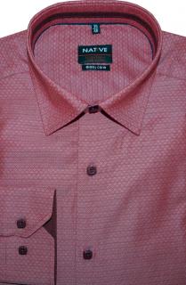 Pánská košile (vínová) s dlouhým rukávem, vel. 39/40 - N175/006 (Košile - vínová barva s vytkávaným vzorkem)
