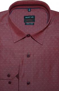 Pánská košile (vínová) s dlouhým rukávem, vel. 39/40 - N175/011 (Košile - vínová barva s vytkávaným vzorkem)