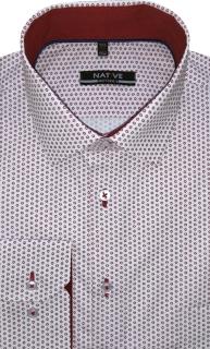 Pánská košile (vínová) s dlouhým rukávem, vel. 39/40 - N215/334 (Pánská košile bílá s vínovým potiskem)